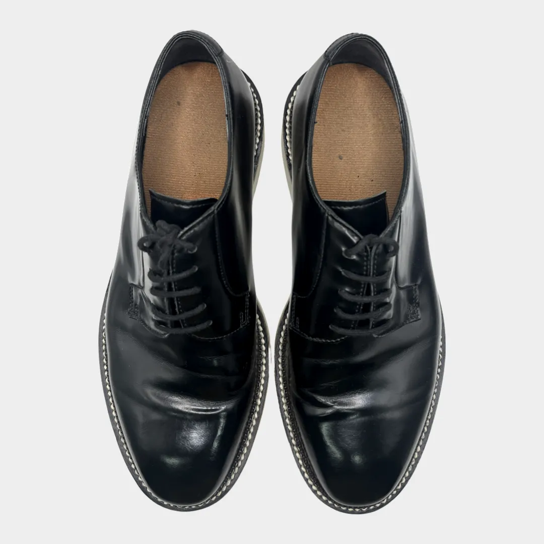 Alexander McQueen men's black patent leather Derby shoes