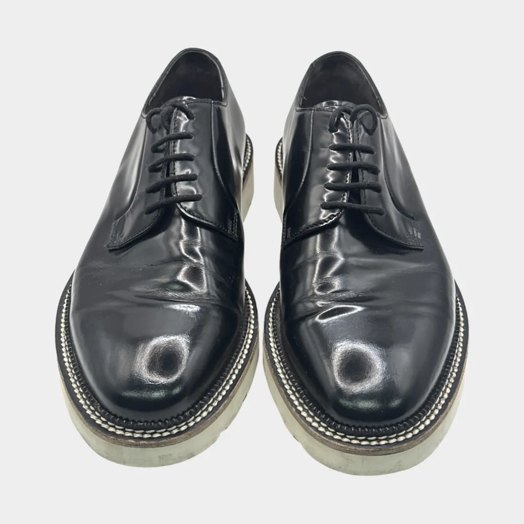 Alexander McQueen men's black patent leather Derby shoes