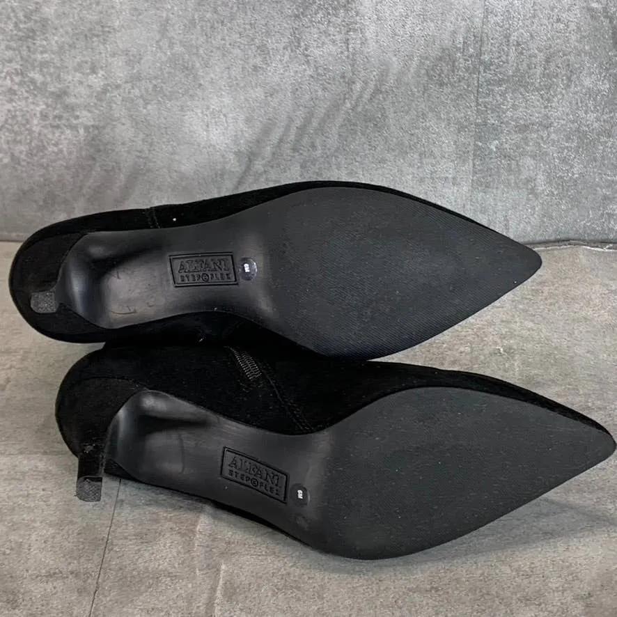ALFANI Step N' Flex Women's Black Micro Jacklynne Pointed-Toe Dress Booties SZ 6