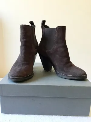 ALL SAINTS EVERING DARK CHOCOLATE BROWN SUEDE CHELSEA BOOTS SIZE 3/36