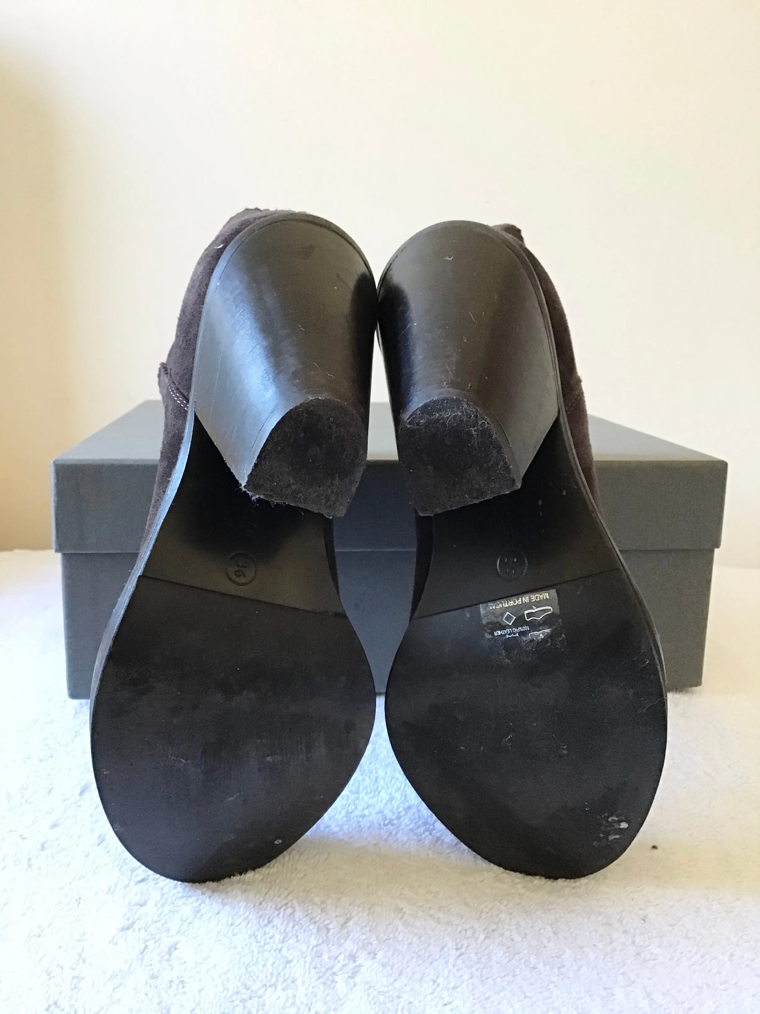 ALL SAINTS EVERING DARK CHOCOLATE BROWN SUEDE CHELSEA BOOTS SIZE 3/36
