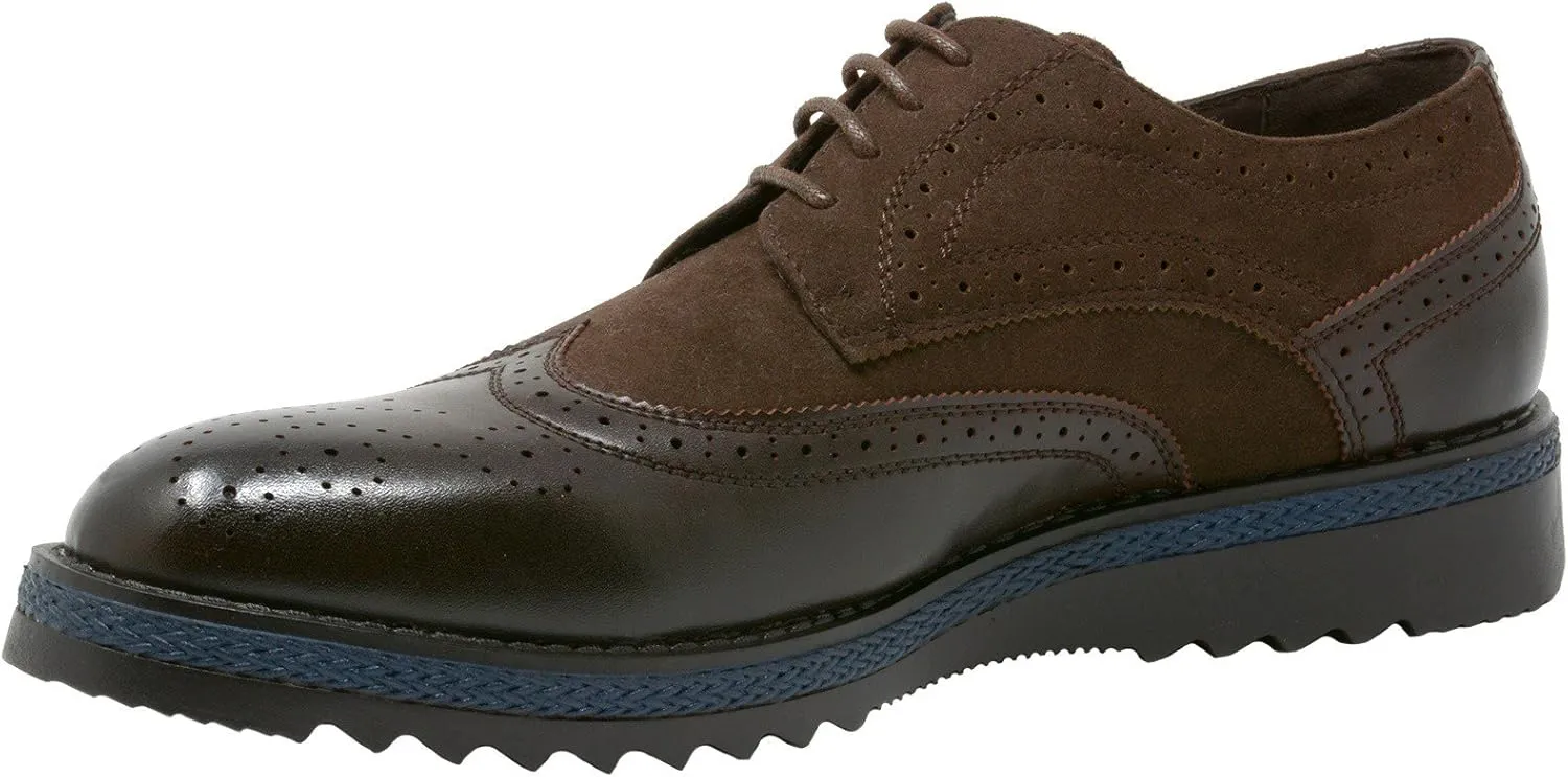 Alpine Swiss ALEC Mens Ripple Sole Wingtip Shoes Leather Lining & Insole - Runs 1 Size Big