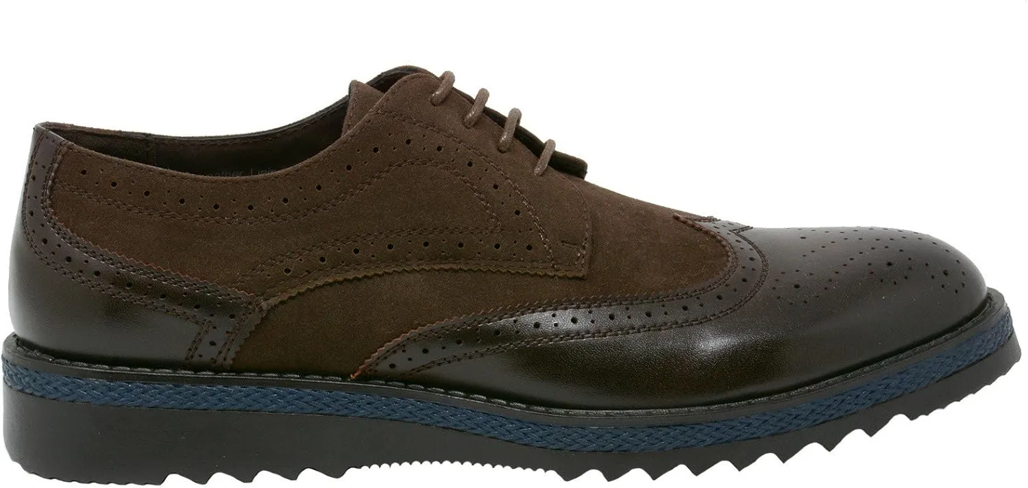 Alpine Swiss ALEC Mens Ripple Sole Wingtip Shoes Leather Lining & Insole - Runs 1 Size Big