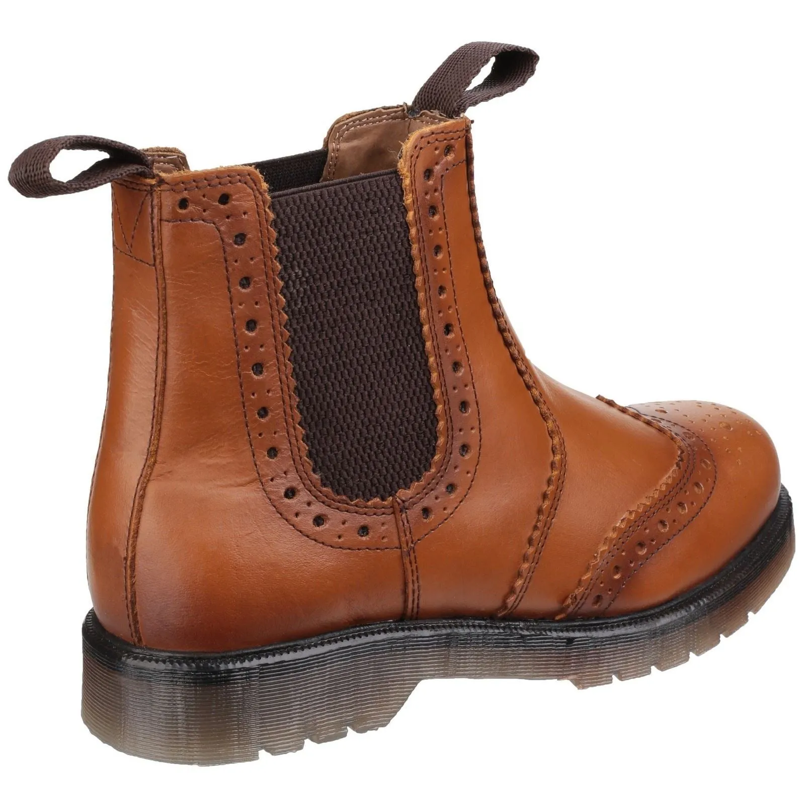 Amblers Mens Boots - Dalby Pull On Brogue Boot in Tan, 3-15