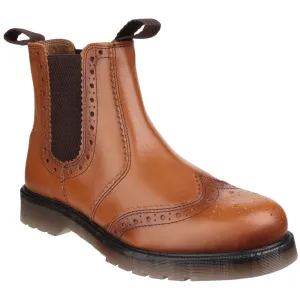 Amblers Mens Boots - Dalby Pull On Brogue Boot in Tan, 3-15