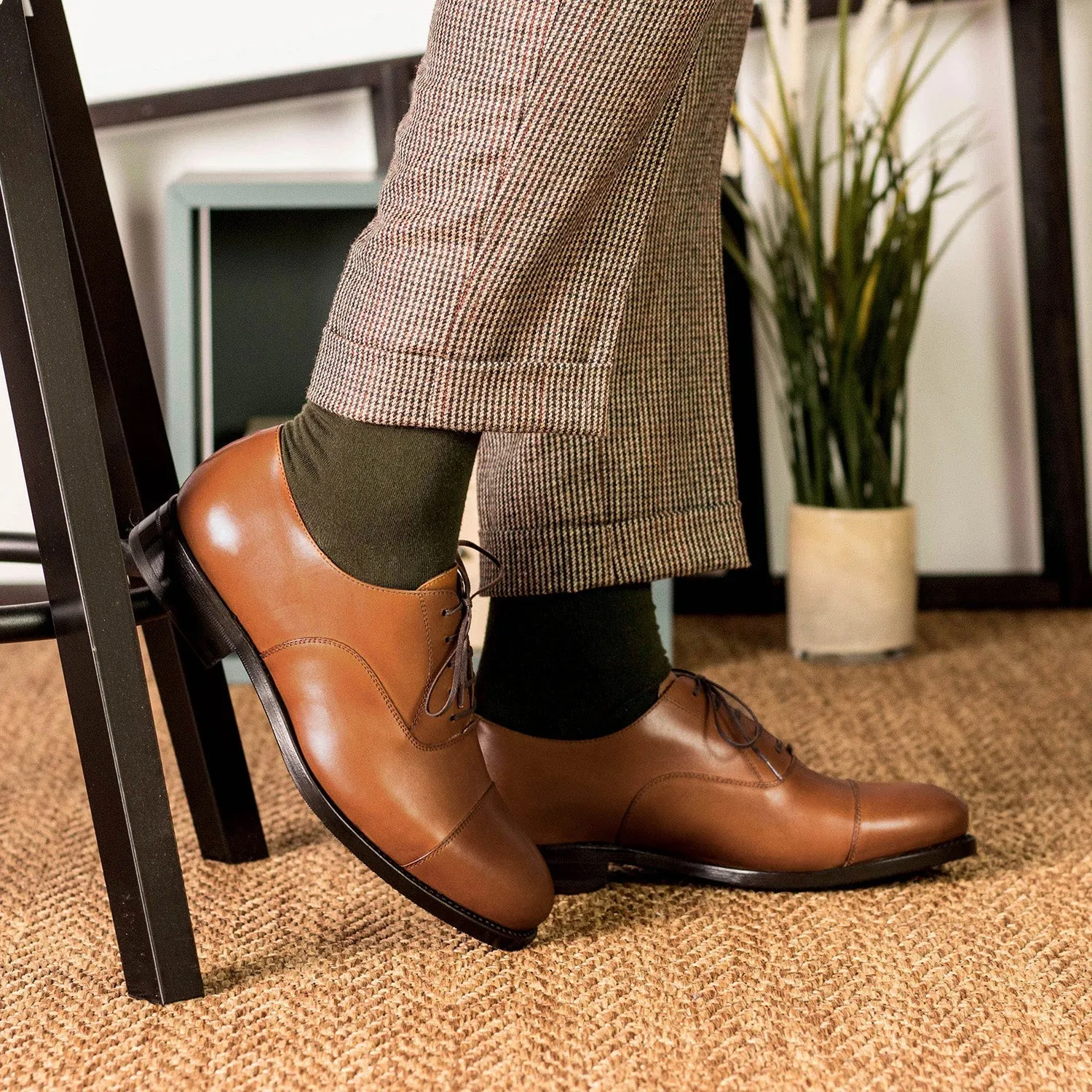 Ambrogio Bespoke Men's Shoes Calf-Skin Leather Cap-Toe Oxford (AMB2575)