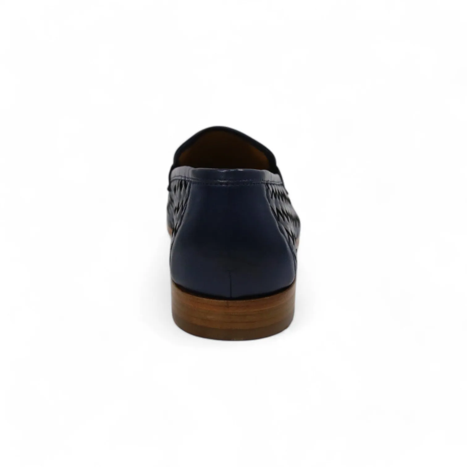 Ambrogio by Mezlan Solomeo 21101 Men's Shoes Navy Woven Leather Penny Slip-On Loafers (AMZ1012)