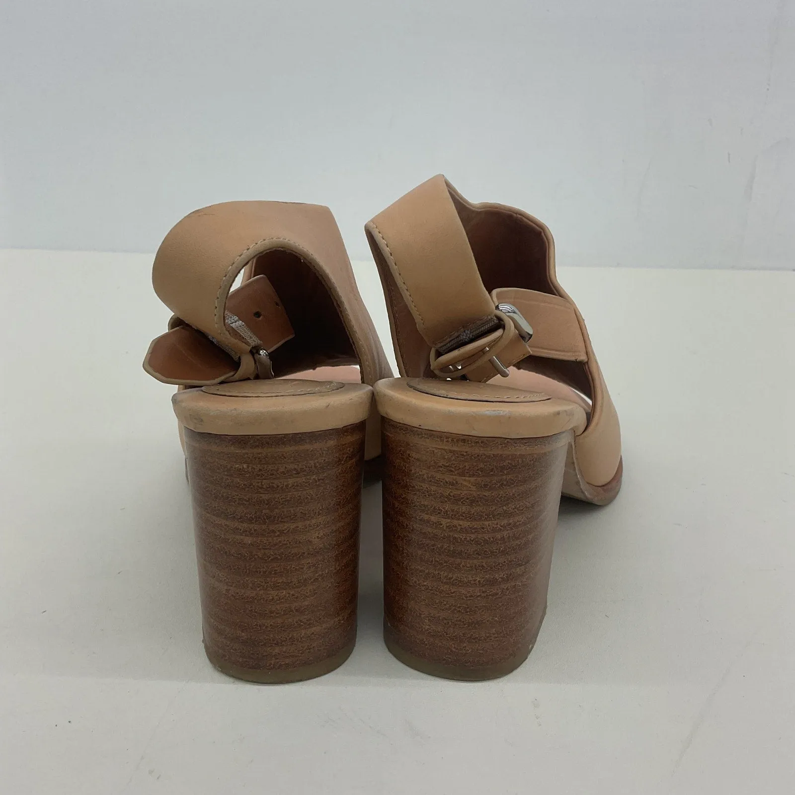 & Other Stories Women's Beige Leather Slingback Heels Size 7 Preowned