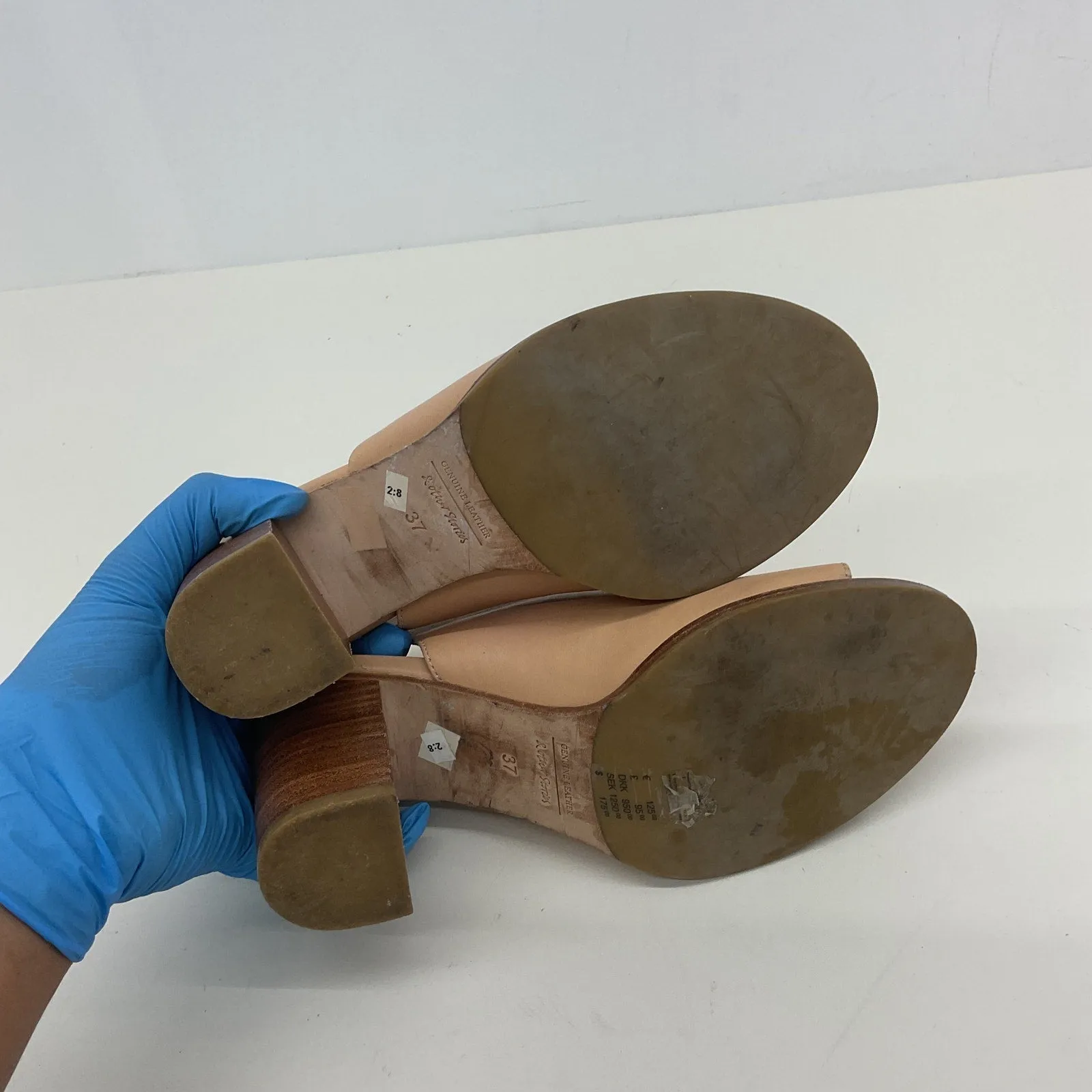 & Other Stories Women's Beige Leather Slingback Heels Size 7 Preowned