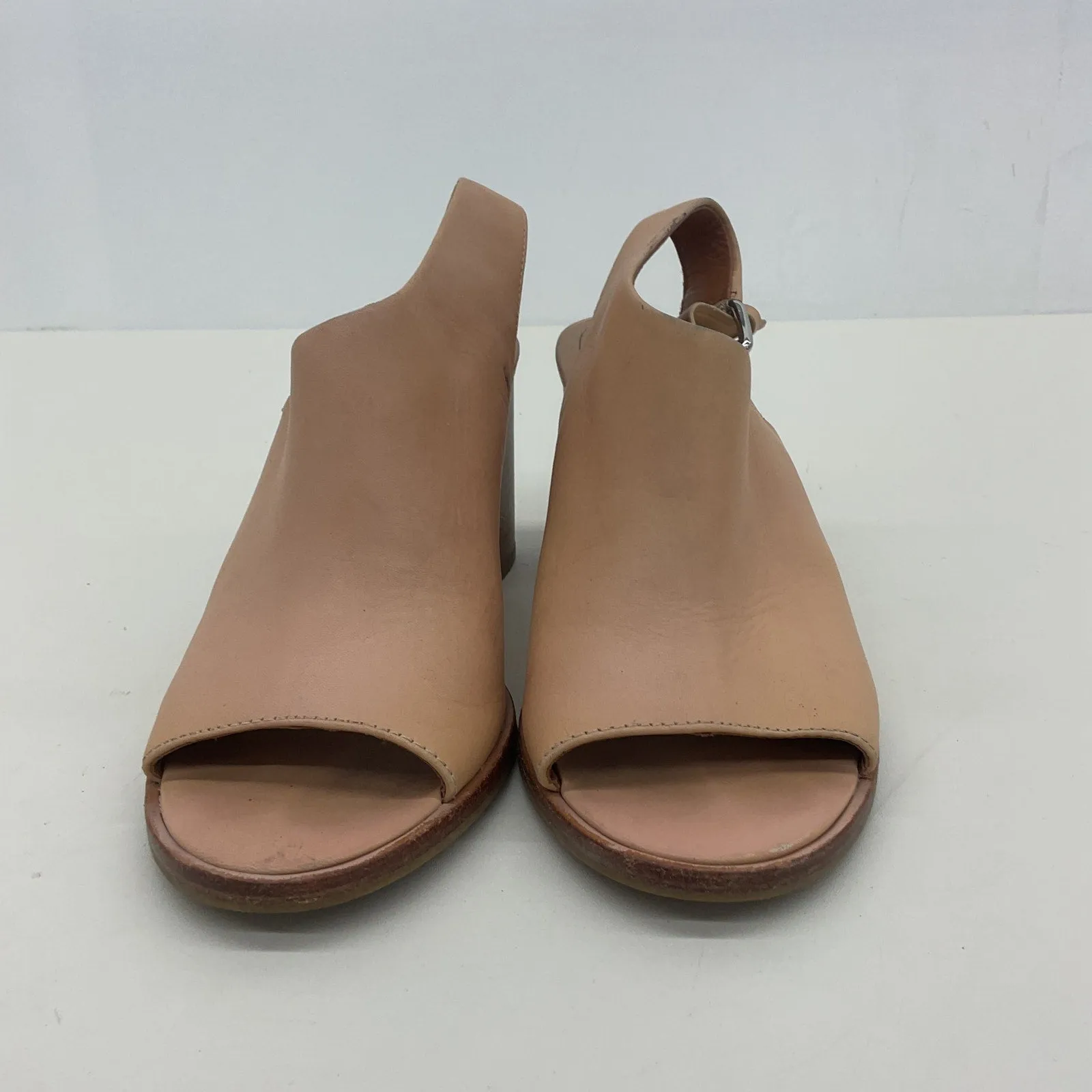& Other Stories Women's Beige Leather Slingback Heels Size 7 Preowned