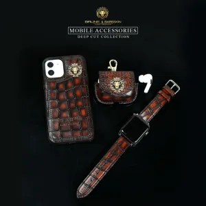 Apple Combo Of Deep Cut Mobile Cover , Watch Strap and Airpod Cover By Brune & Bareskin