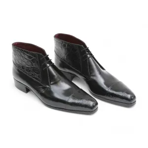 Artioli Enea Men's Shoes Exotic Crocodile / Calf-Skin Leather Derby Boots (ART1038)