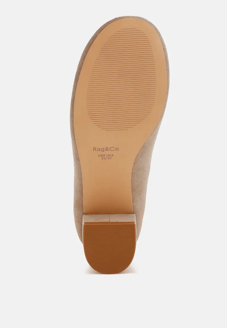 Astra Block Heel Genuine Suede Loafers