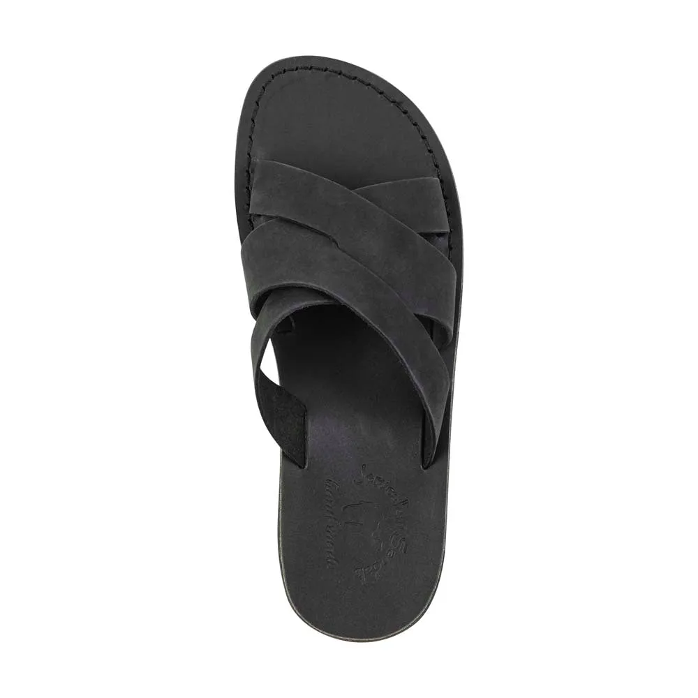 Axel - Leather Coastal Sandal | Black Nubuck