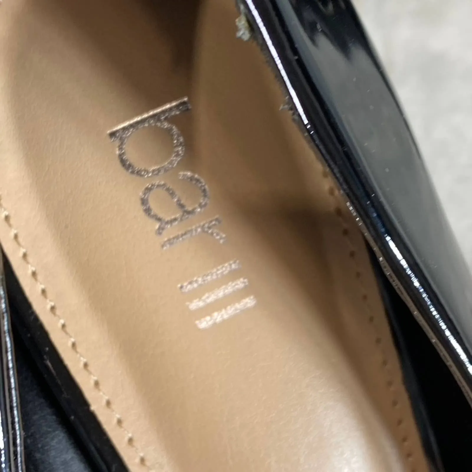 BAR III Women's Black Patent Binsa Ball-Chain Trim Pointed-Toe Pumps SZ 8.5