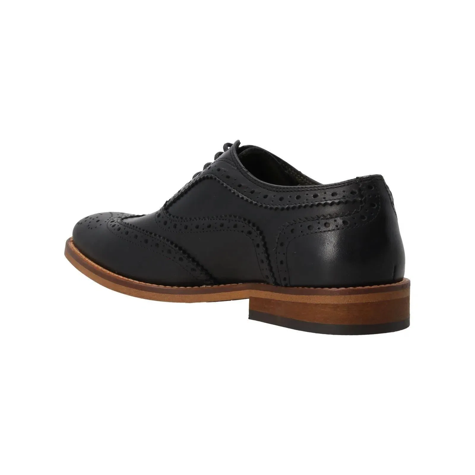 BARBOUR Isham Brogue Shoes Lace Up Black Leather