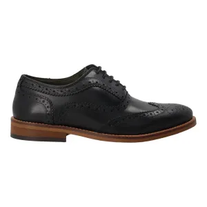 BARBOUR Isham Brogue Shoes Lace Up Black Leather