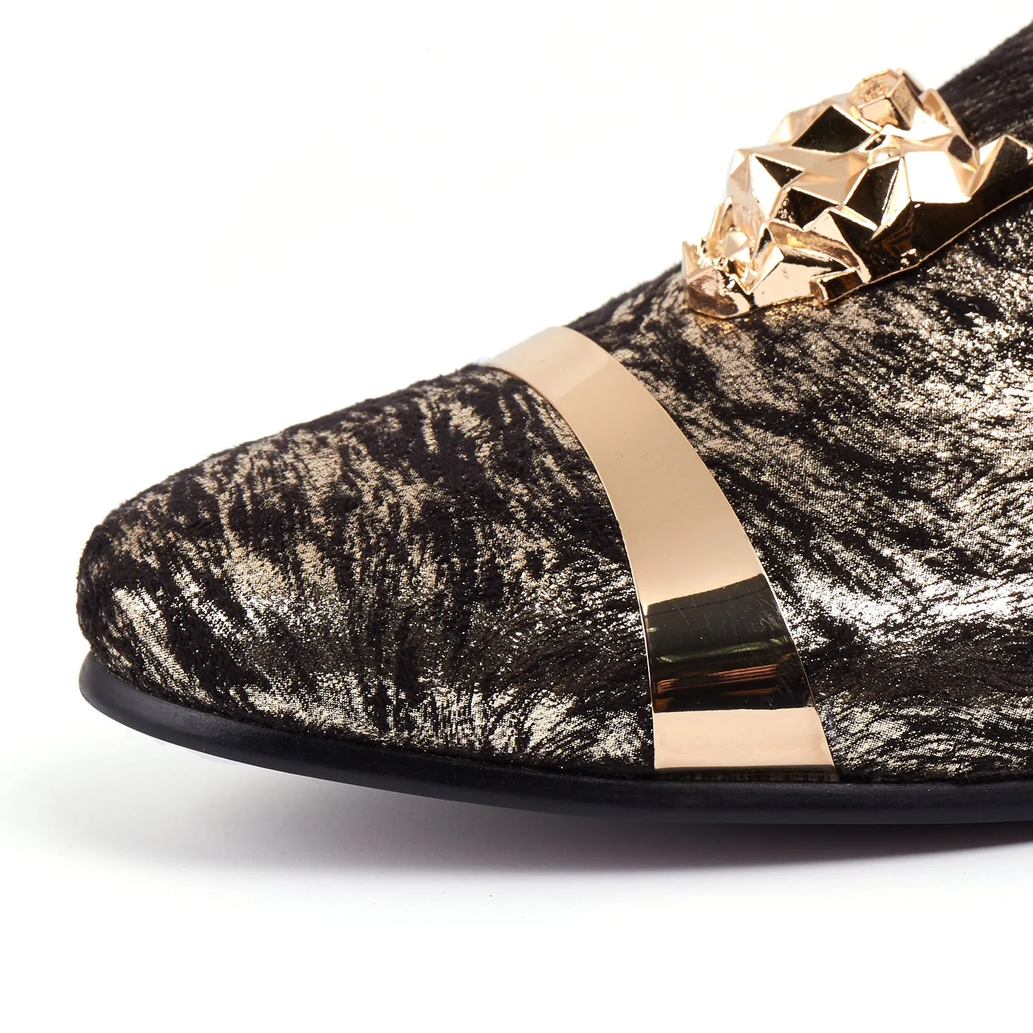 Beast Buckle Men Wedding Printed Velvet Loafer Shoes