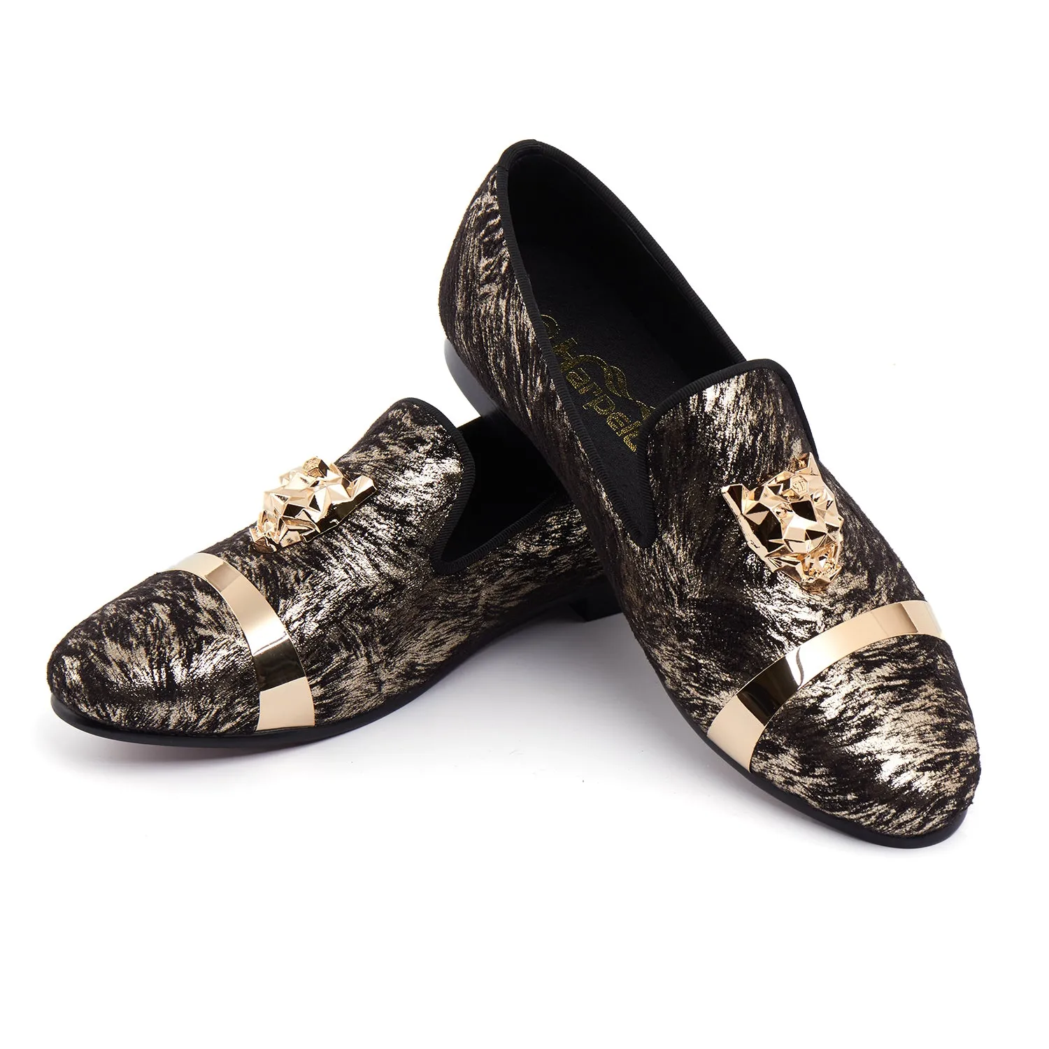 Beast Buckle Men Wedding Printed Velvet Loafer Shoes