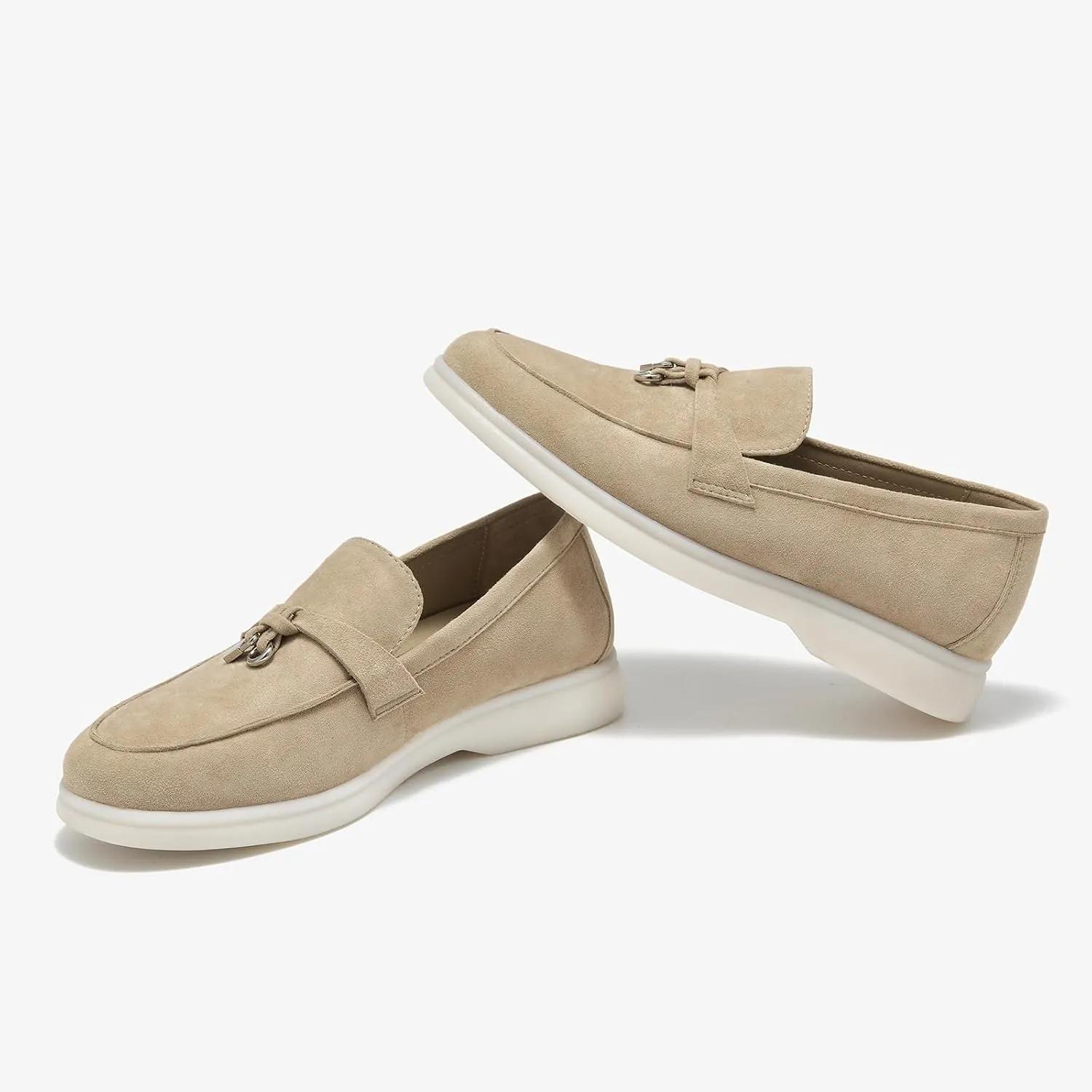 BEAU TODAY Suede Loafers Flats for Women, Womens Slip On Penny Loafers, Leather Driving Comfortable Dress Ladies Loafers Casual Office Work Shoes