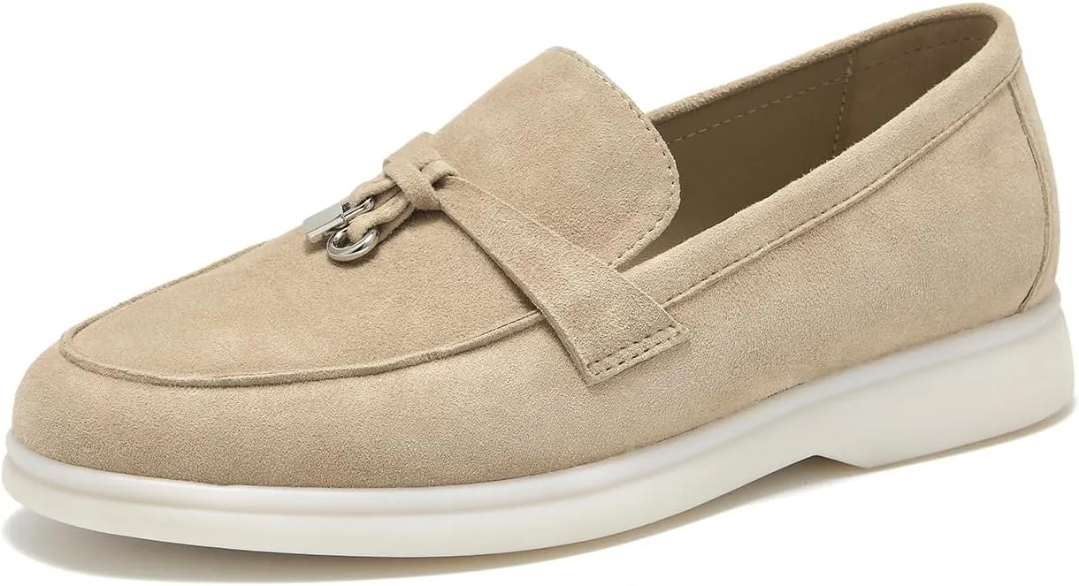 BEAU TODAY Suede Loafers Flats for Women, Womens Slip On Penny Loafers, Leather Driving Comfortable Dress Ladies Loafers Casual Office Work Shoes