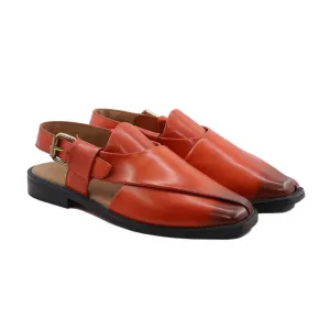 Belg - Men's Orange Tan Calf Leather Sandal