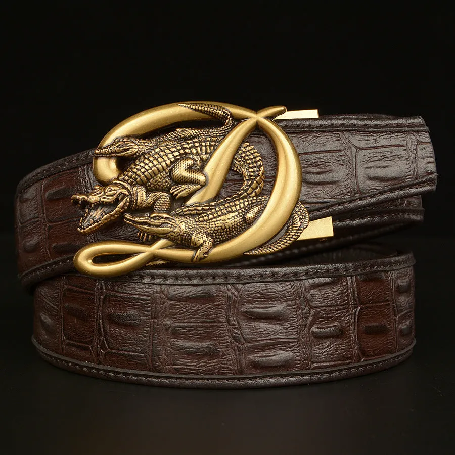 Belt Crocodile Buckle Men Belt Real Cowhide Automatic Buckle Casual