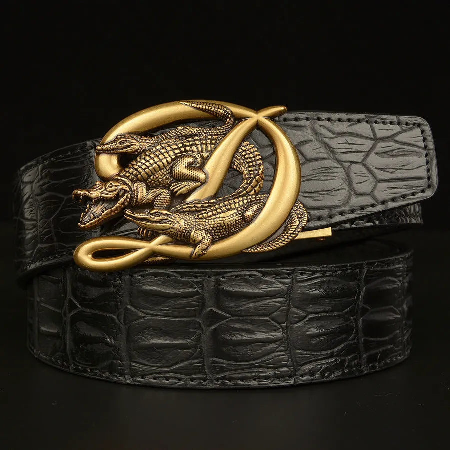 Belt Crocodile Buckle Men Belt Real Cowhide Automatic Buckle Casual