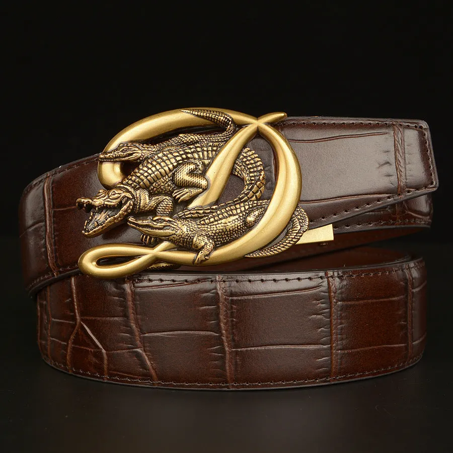 Belt Crocodile Buckle Men Belt Real Cowhide Automatic Buckle Casual