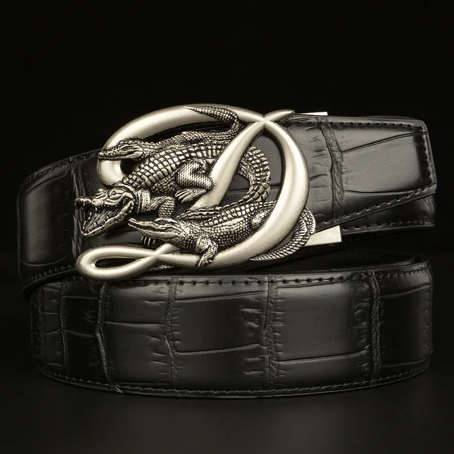 Belt Crocodile Buckle Men Belt Real Cowhide Automatic Buckle Casual