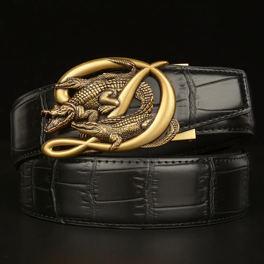 Belt Crocodile Buckle Men Belt Real Cowhide Automatic Buckle Casual