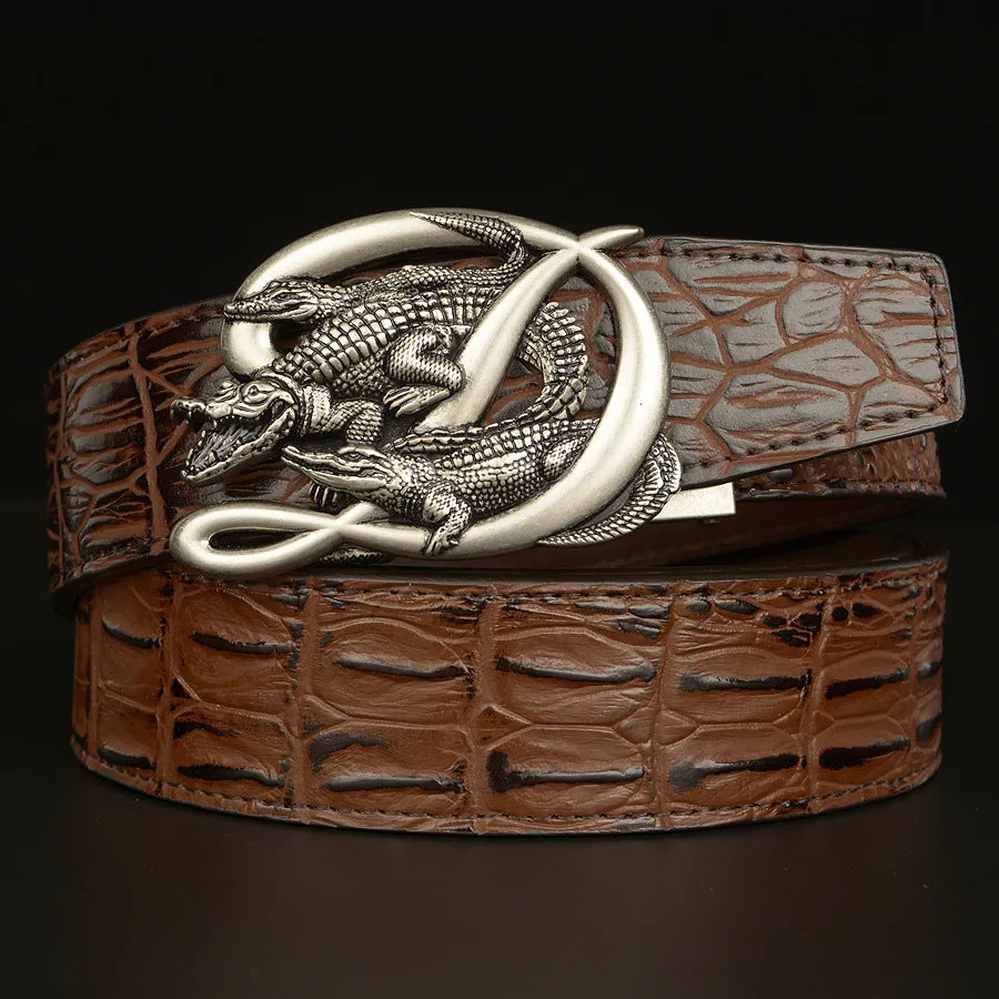 Belt Crocodile Buckle Men Belt Real Cowhide Automatic Buckle Casual