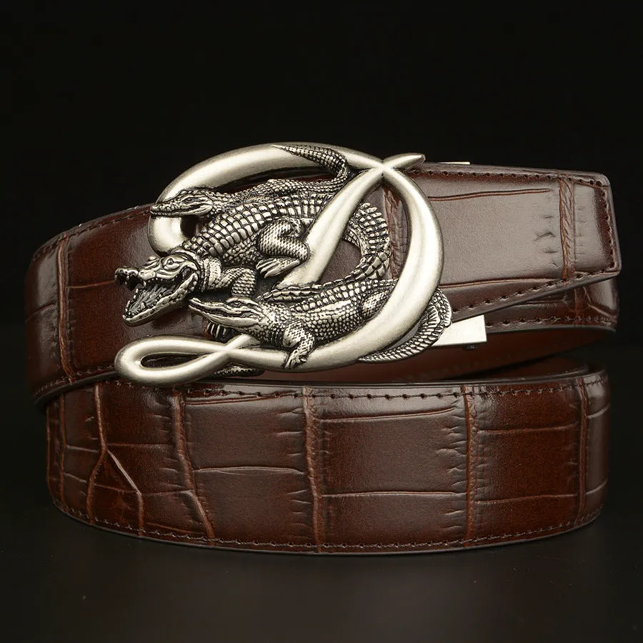 Belt Crocodile Buckle Men Belt Real Cowhide Automatic Buckle Casual