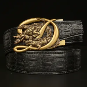 Belt Crocodile Buckle Men Belt Real Cowhide Automatic Buckle Casual