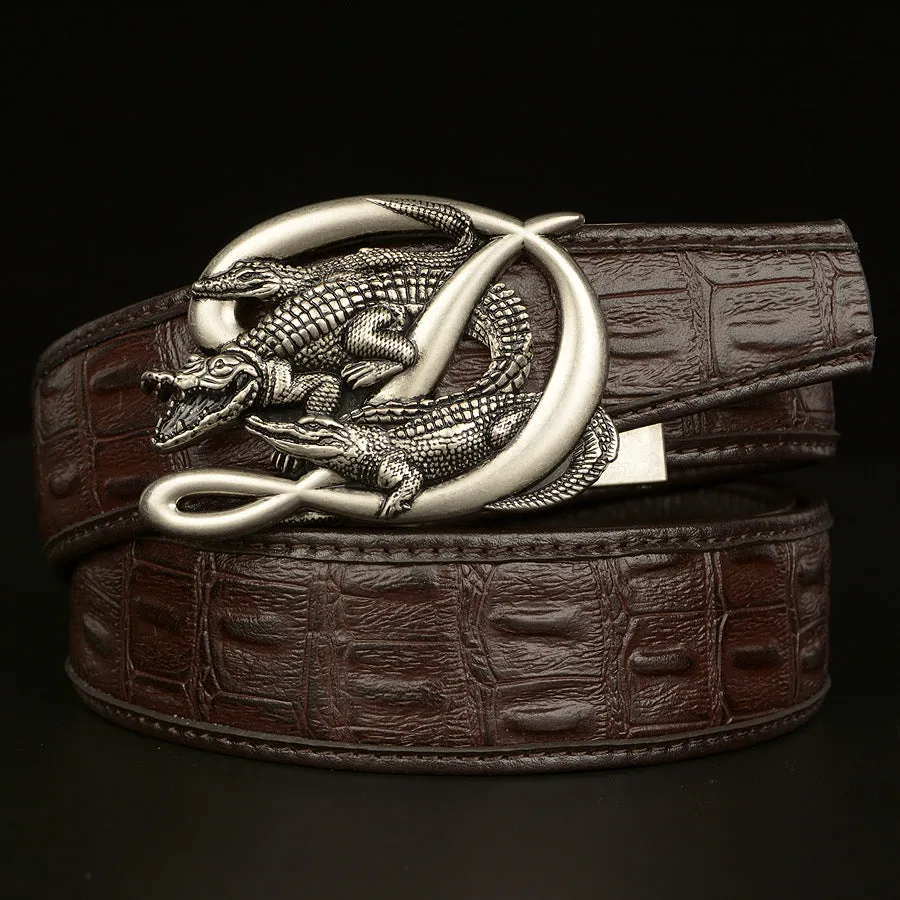 Belt Crocodile Buckle Men Belt Real Cowhide Automatic Buckle Casual