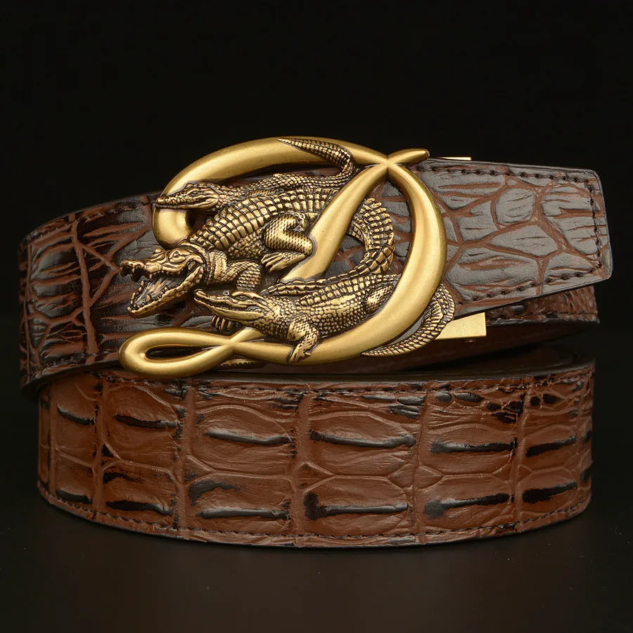 Belt Crocodile Buckle Men Belt Real Cowhide Automatic Buckle Casual