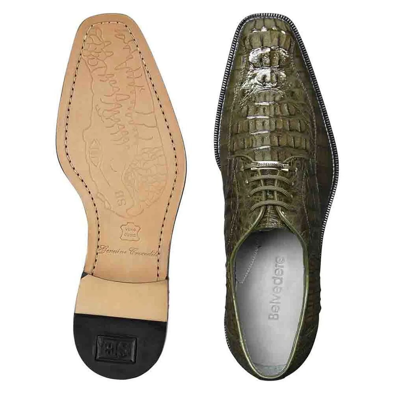 Belvedere Chapo 1465 Men's Designer Shoes Exotic Crocodile Hornback Oxfords (BV1006)