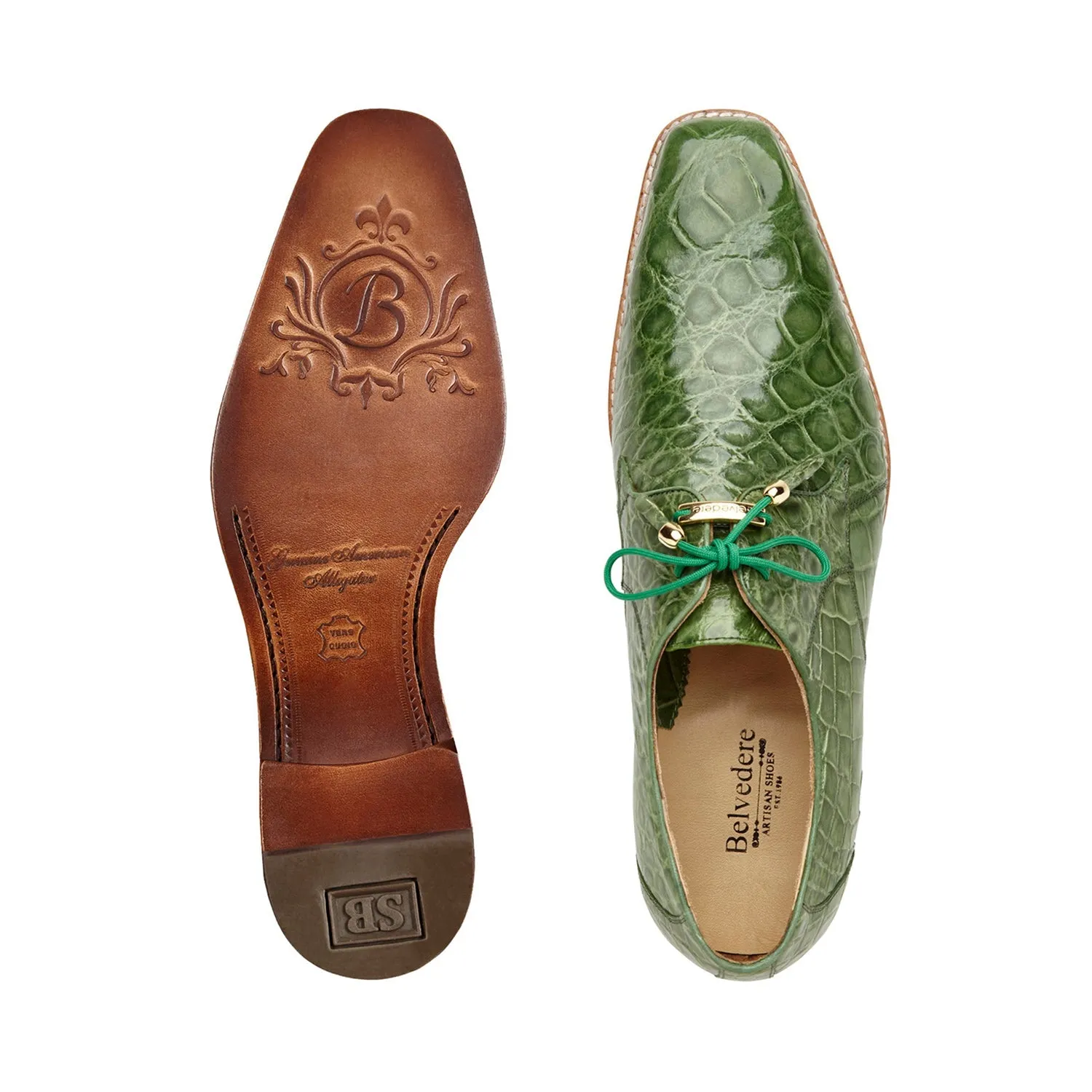 Belvedere Lago 14010 Men's Shoes Genuine Alligator Classic Derby (BV2613)