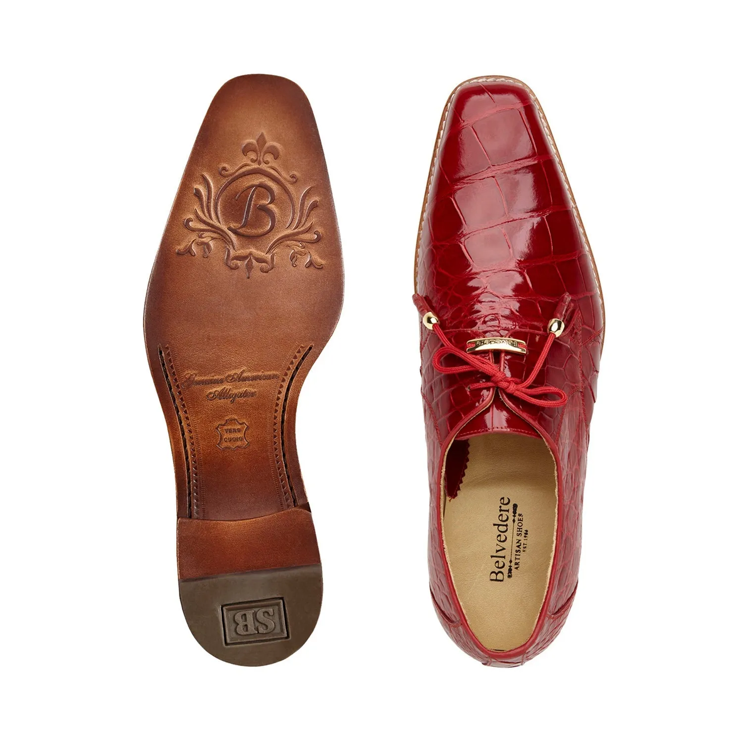 Belvedere Lago 14010 Men's Shoes Genuine Alligator Classic Derby (BV2613)