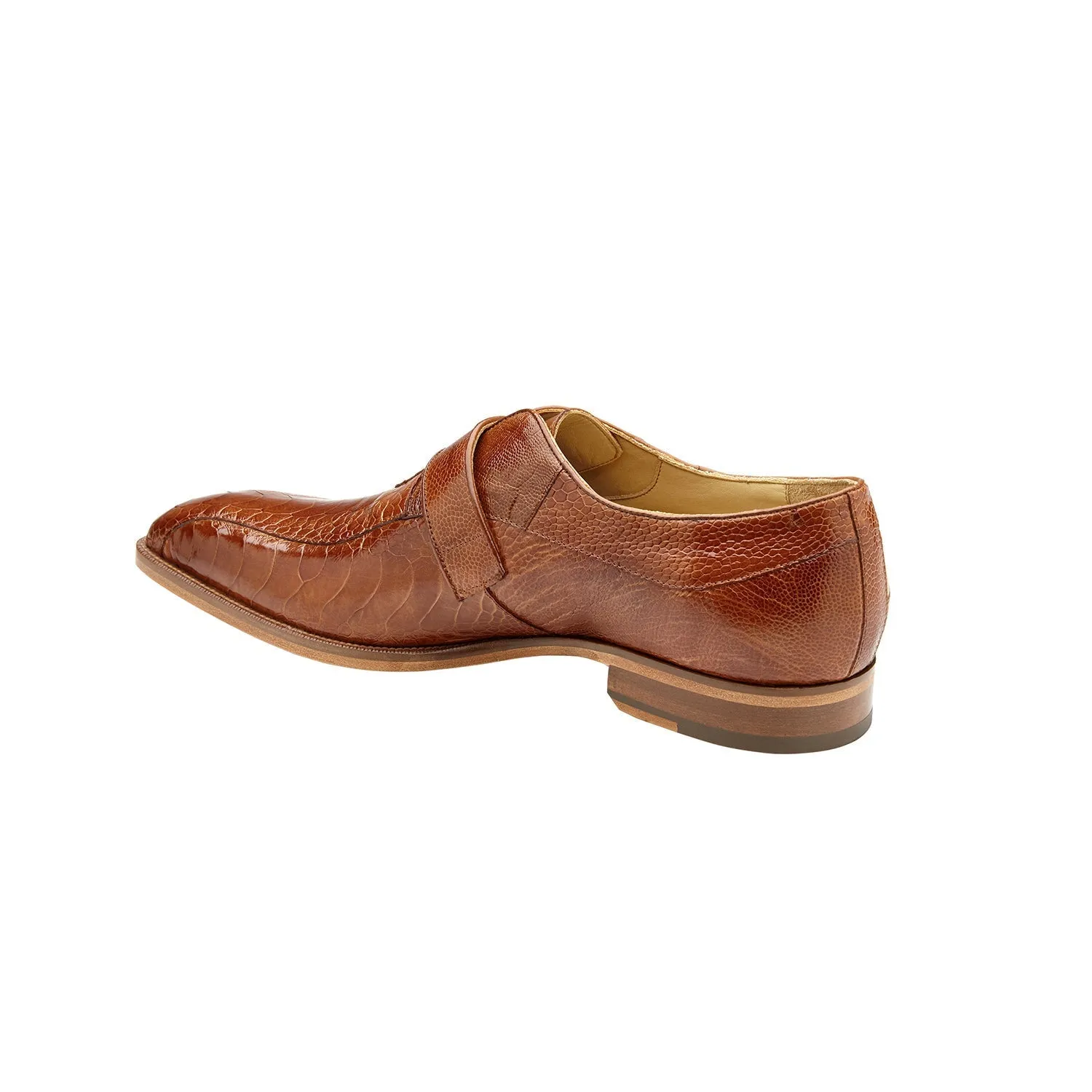 Belvedere Marte R810 Men's Shoes Exotic Ostrich Single Monk-Strap (BV3181)