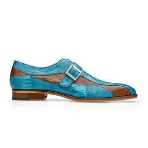 Belvedere Marte R810 Men's Shoes Exotic Ostrich Single Monk-Strap (BV3181)