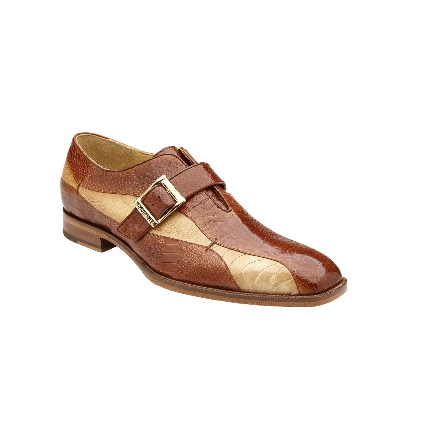 Belvedere Marte R810 Men's Shoes Exotic Ostrich Single Monk-Strap (BV3181)