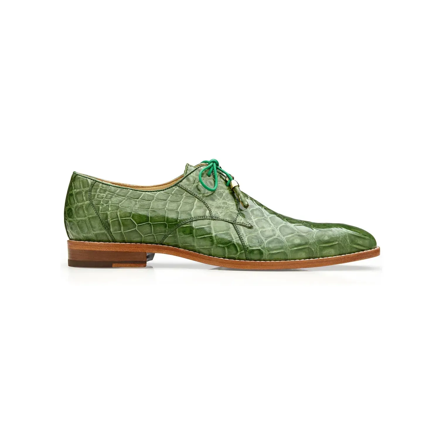 Belvedere Men's Shoes Lago Genuine Alligator Plain Toe Tassel Pistachio 14010