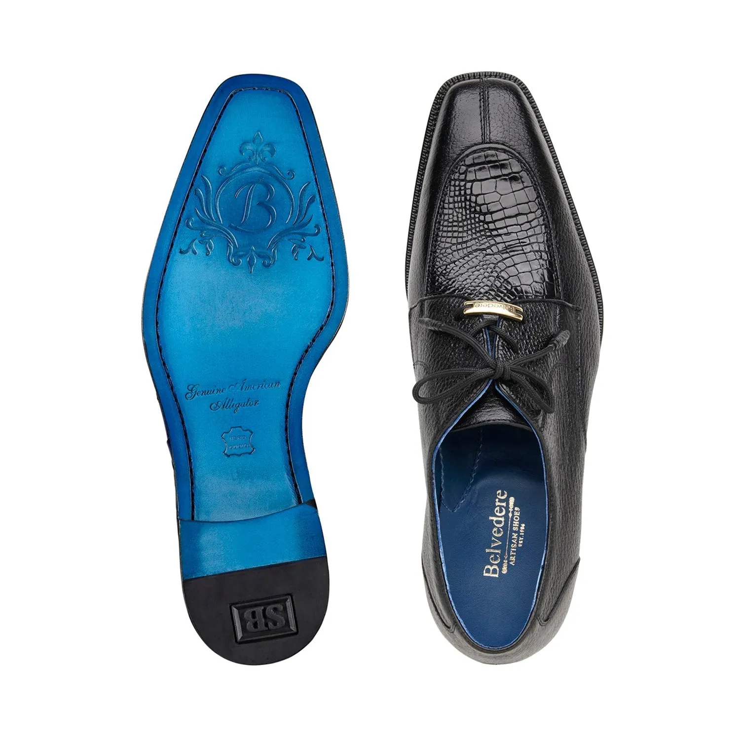 Belvedere Primo R83 Men's Shoes Alligator / Pebble Grain Leather Derby (BV3174)