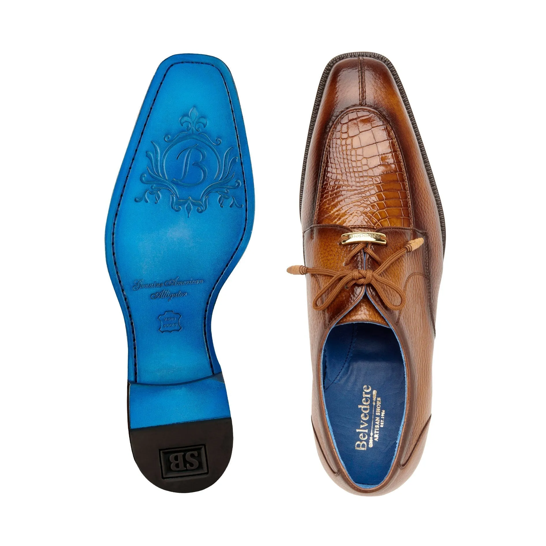 Belvedere Primo R83 Men's Shoes Alligator / Pebble Grain Leather Derby (BV3174)