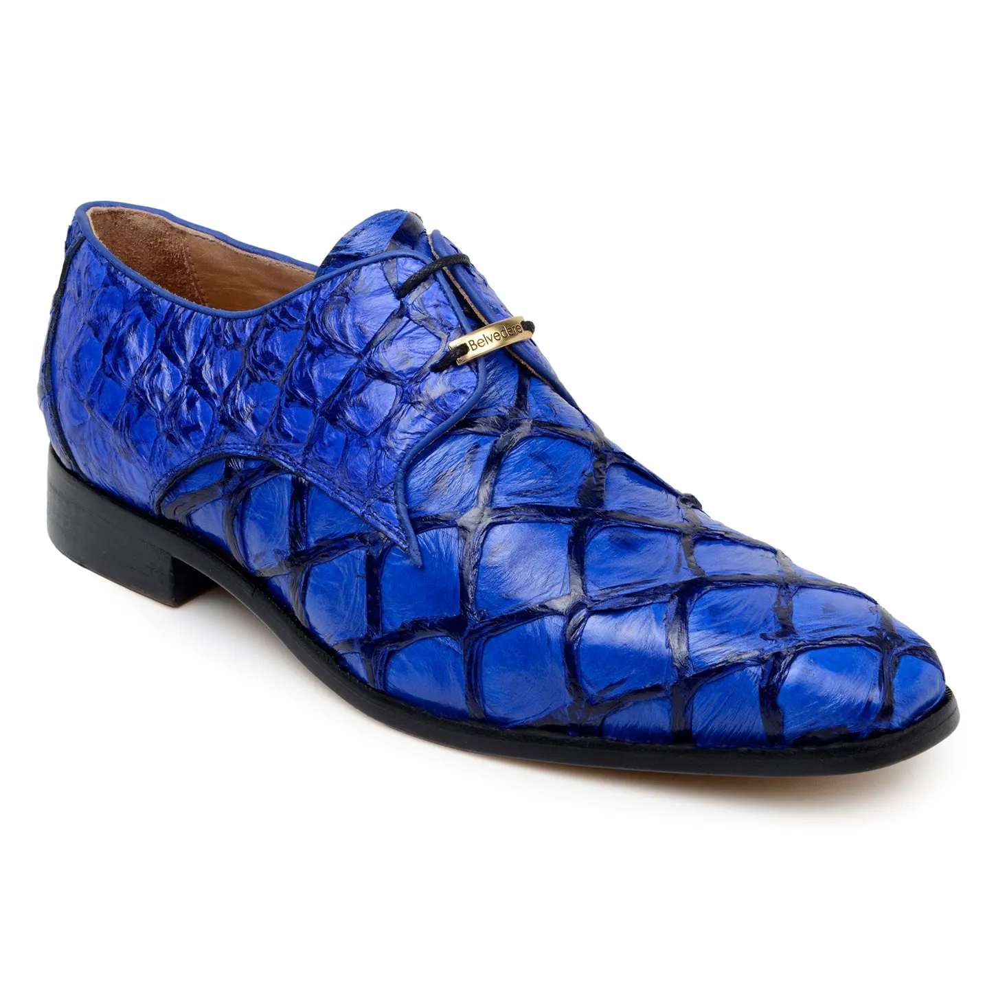 Belvedere Renzo BR01 Men's Shoes Exotic Pirarucu Lace-Up Derby (BV3185)