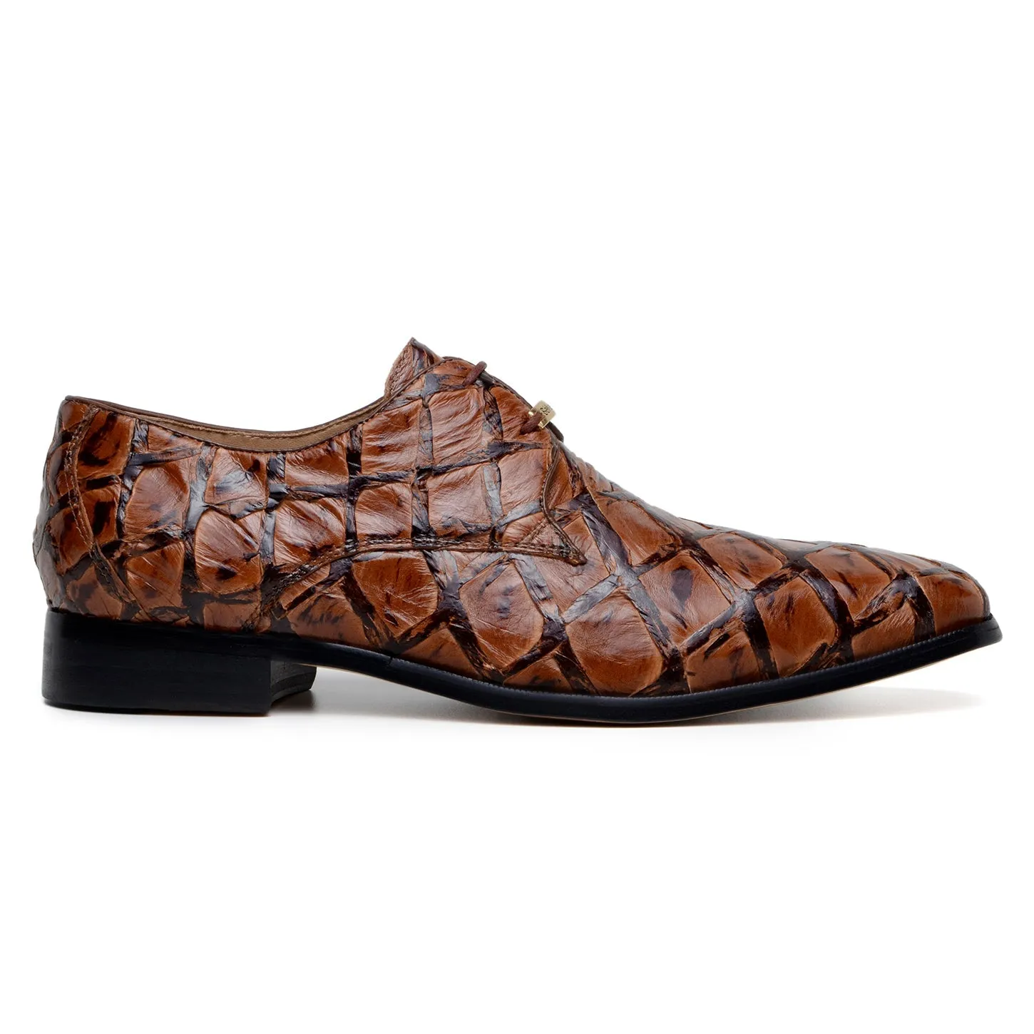 Belvedere Renzo BR01 Men's Shoes Exotic Pirarucu Lace-Up Derby (BV3185)