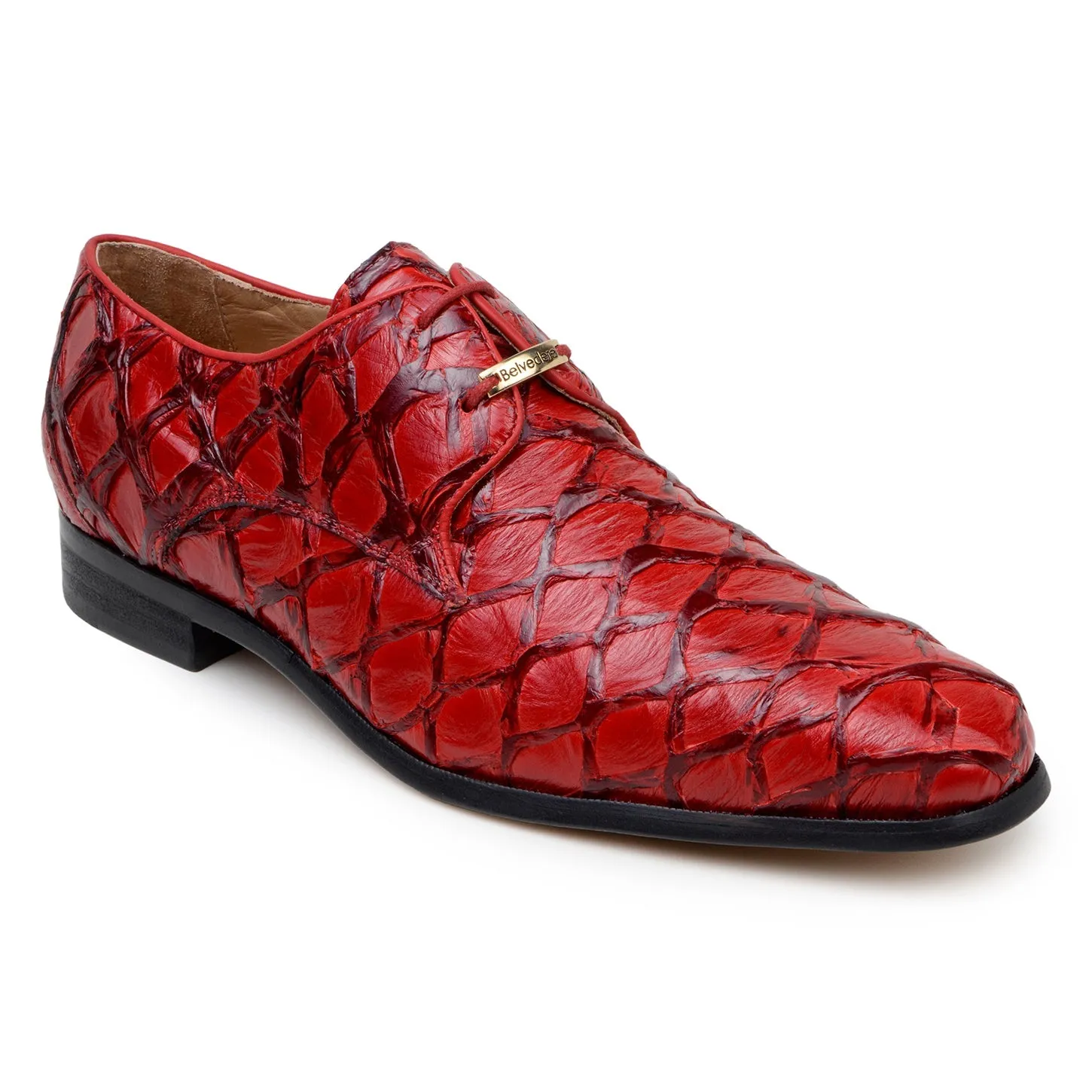 Belvedere Renzo BR01 Men's Shoes Exotic Pirarucu Lace-Up Derby (BV3185)