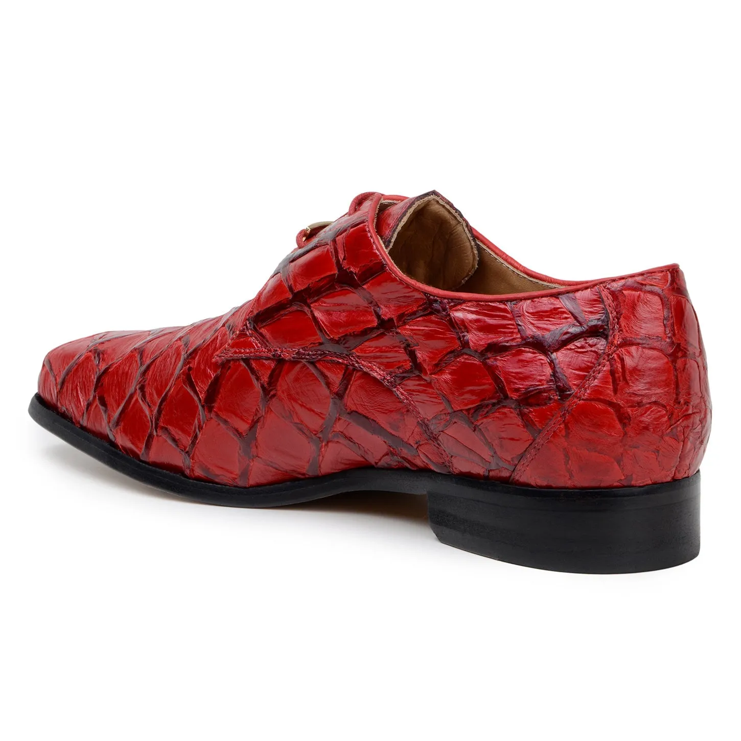 Belvedere Renzo BR01 Men's Shoes Exotic Pirarucu Lace-Up Derby (BV3185)