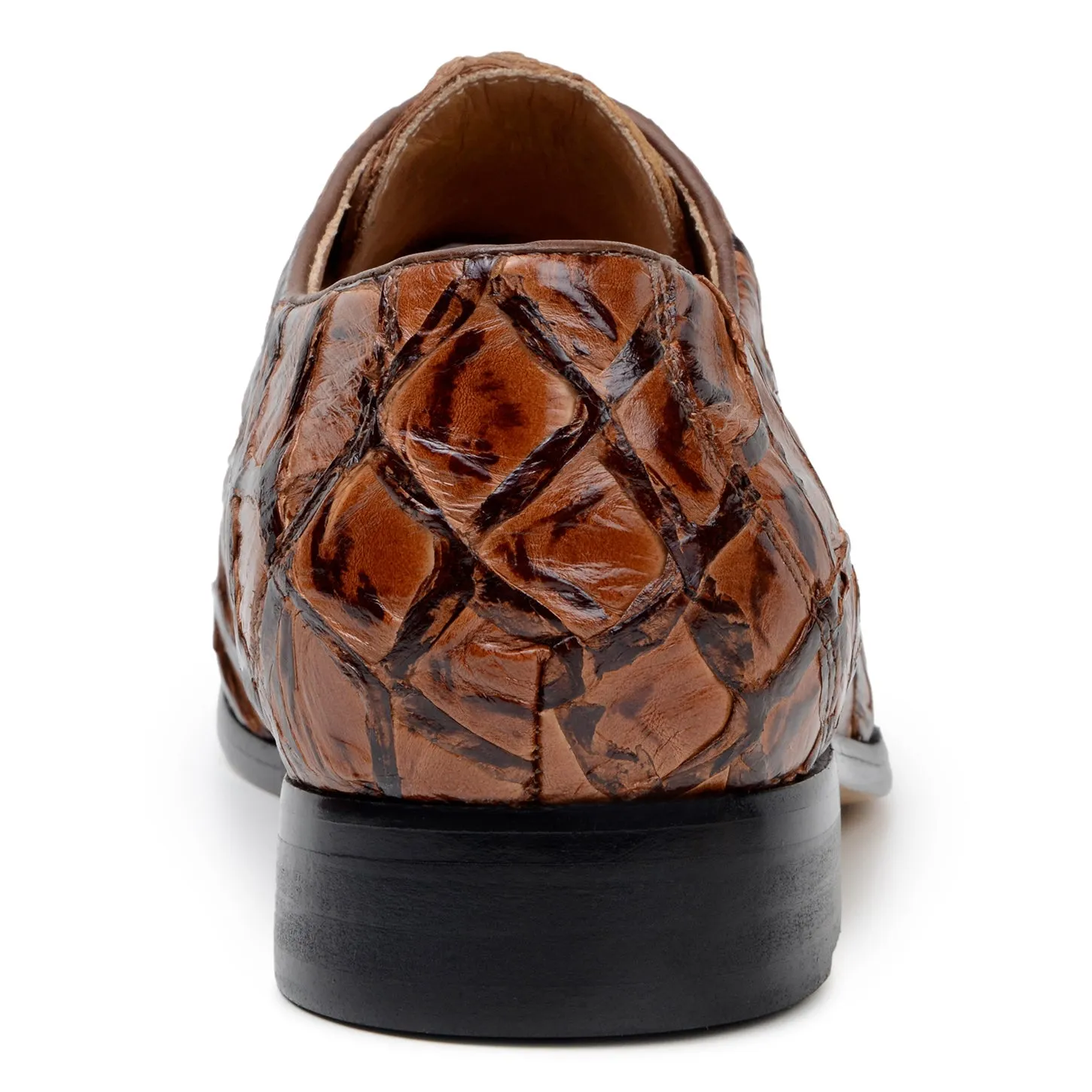 Belvedere Renzo BR01 Men's Shoes Exotic Pirarucu Lace-Up Derby (BV3185)